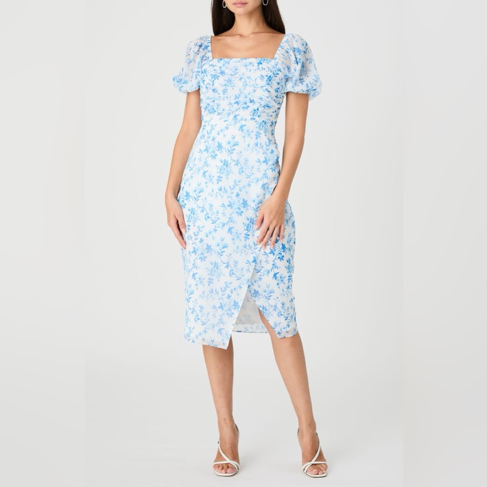 French Connection Catrina Floral Puff Sleeve A-Line Dress size Small